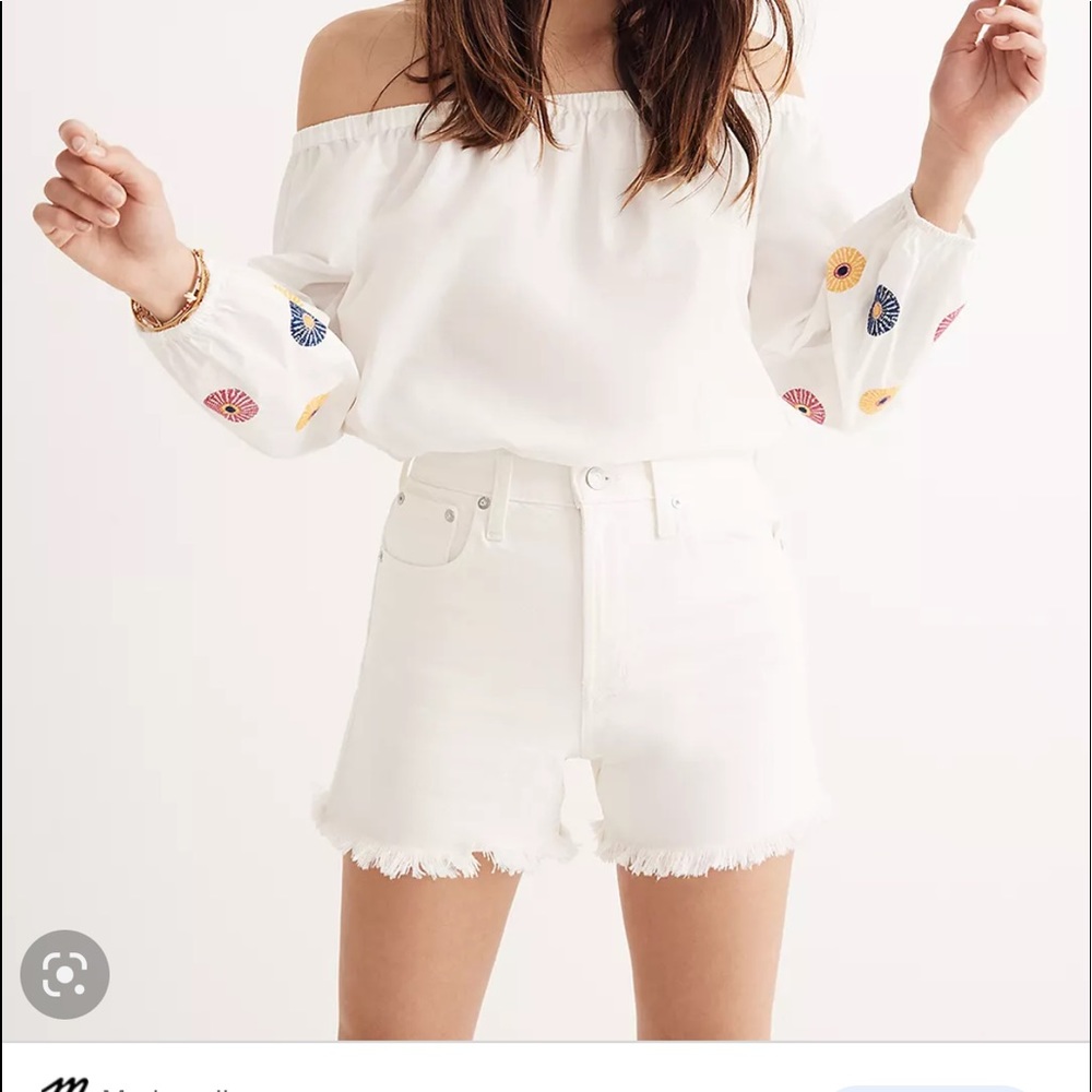 Madewell embroidered off the shoulder top